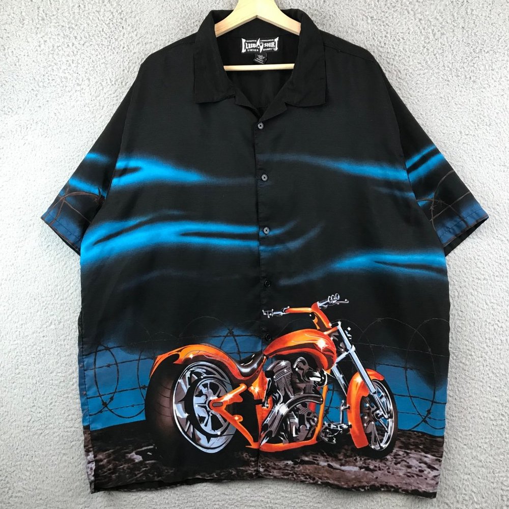Vintage Club Shirt Mens XXl‎ Black Short Sleeve Motorcycle Graphic
